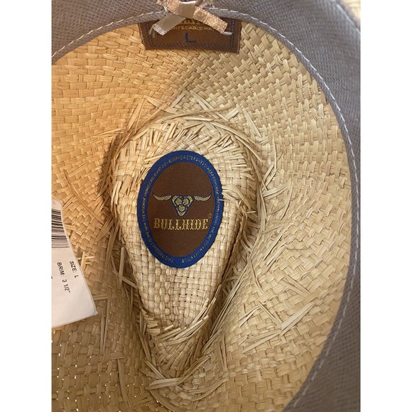 Bullhide Because Of You Western Cowboy Straw Hat Size L Natural 3.5” Brim - Picture 6 of 8